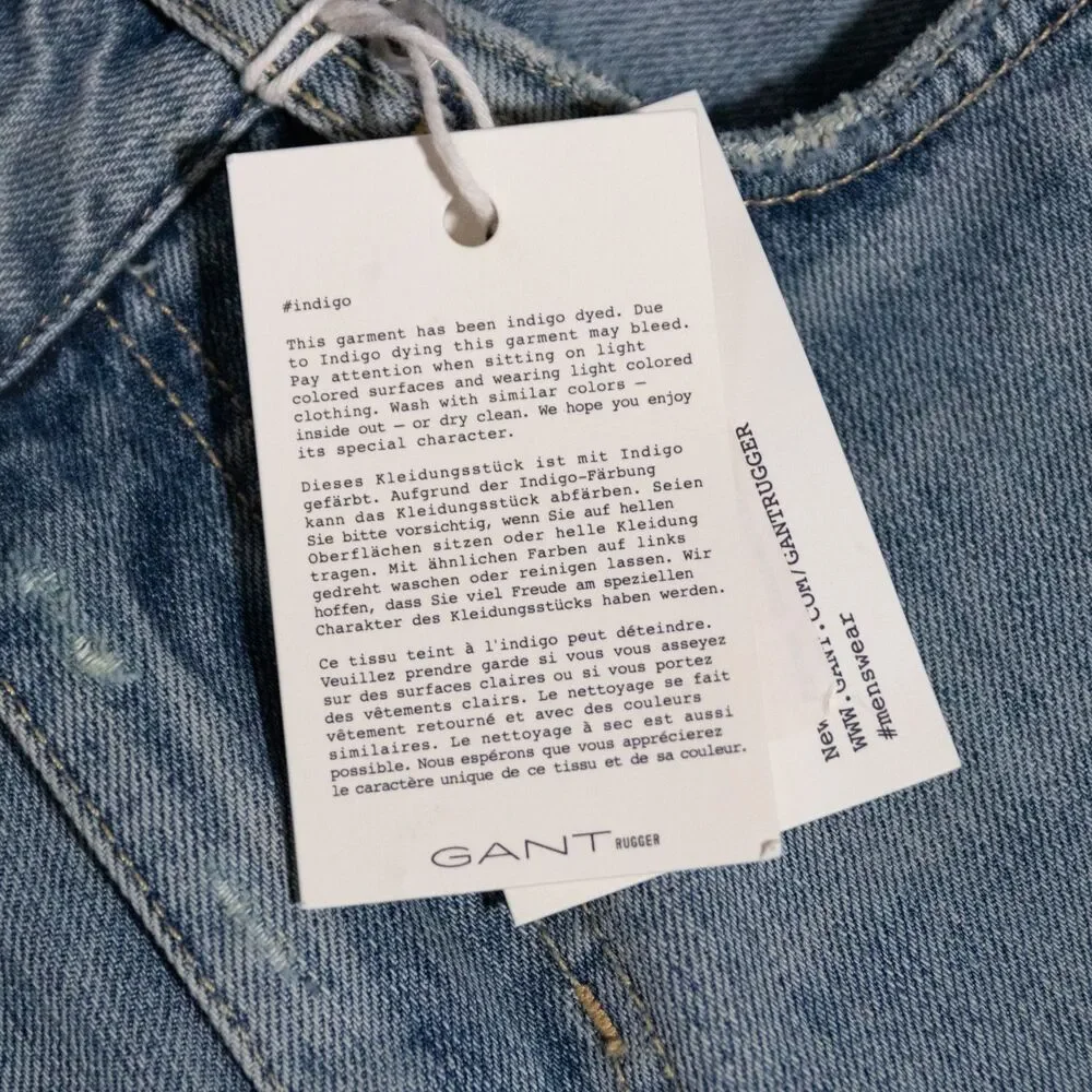 NWT GANT Rugger Stickboy Denim Cut Off Light Indigo Blue Jean Shorts Men's 30